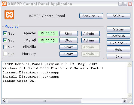 xampp control panel